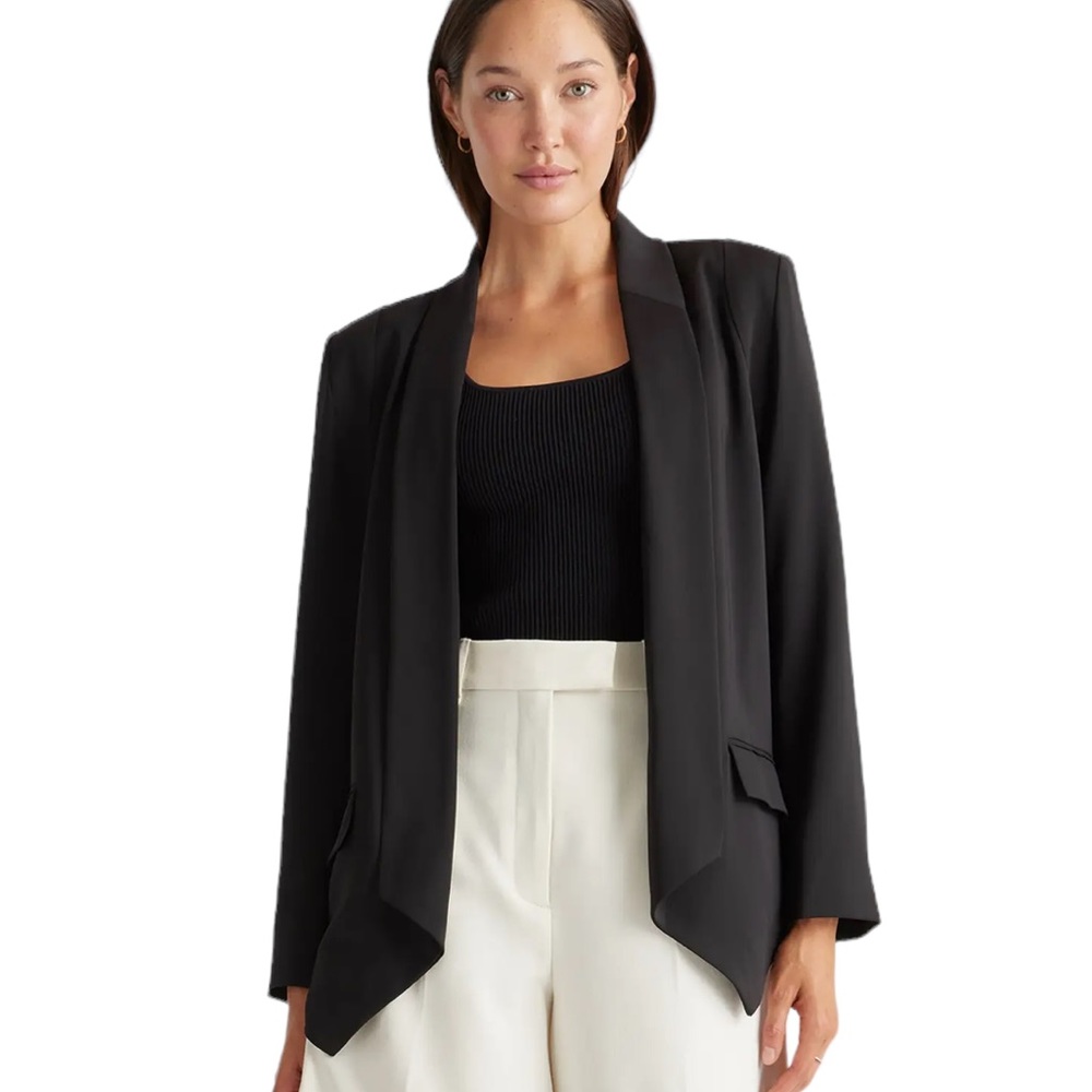 Quince Wrinkle Free Crepe Open Blazer C86